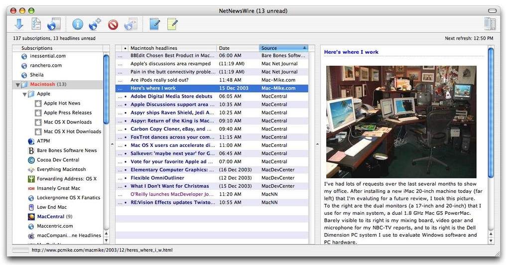 NetNewsWire RSS Aggregator NetNewsWire RSS Aggregator | Click to Enlarge