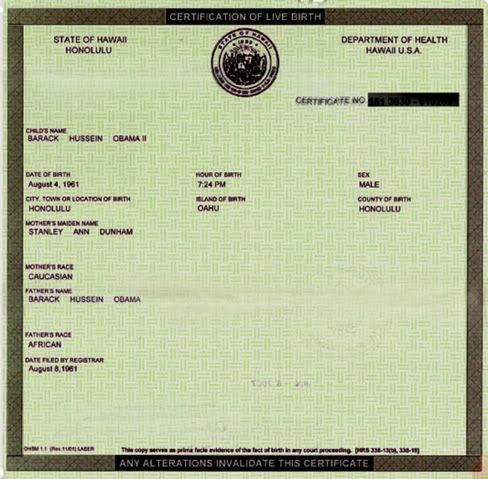 Is this Barak Obama's Real Birth Cirtificat?