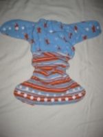 Striped Fish One Size Hybrid Fitted Diaper