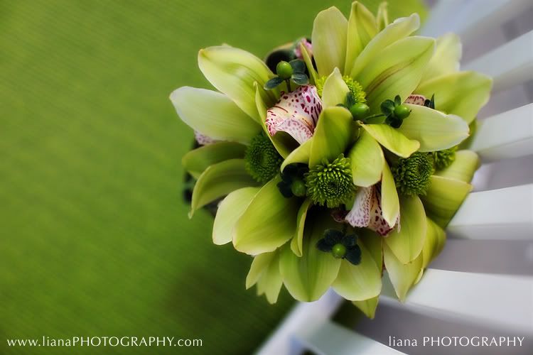 Green bouquets Must Love Weddings