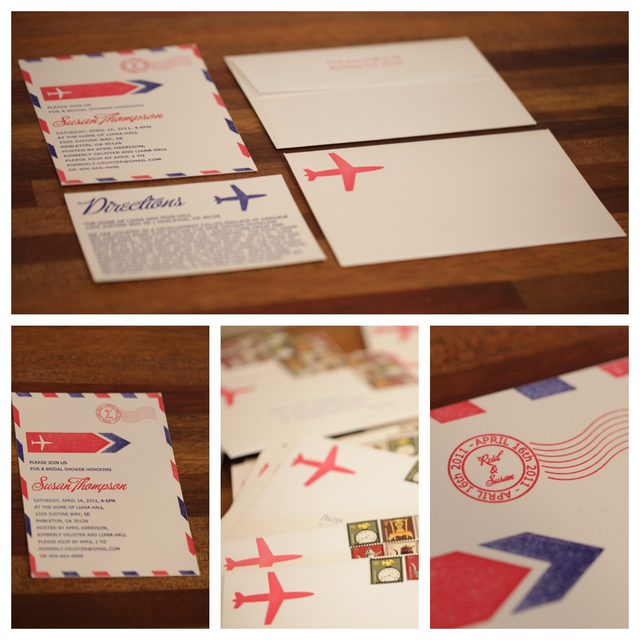 Vintage Air Mail Bridal Shower Letterpress Invitations photo 03005bb5 ...