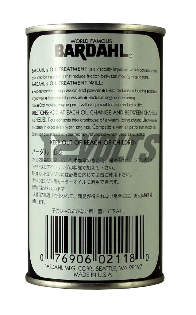 Bardahl B2 Oil Treatment label