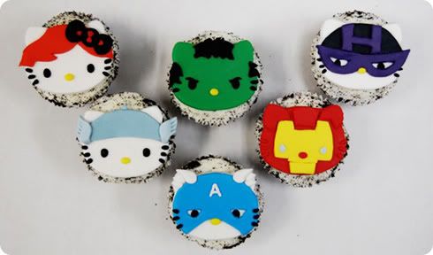 Hello Kitty Avengers cupcakes