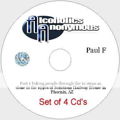 ALCOHOLICS ANONYMOUS SPEAKER PAUL F SET OF 4 CDS  