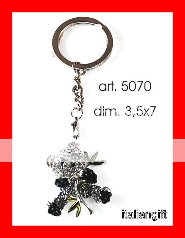 Portachiavi Panda Charms con Strass in Cristallo 7cm Swarovski 