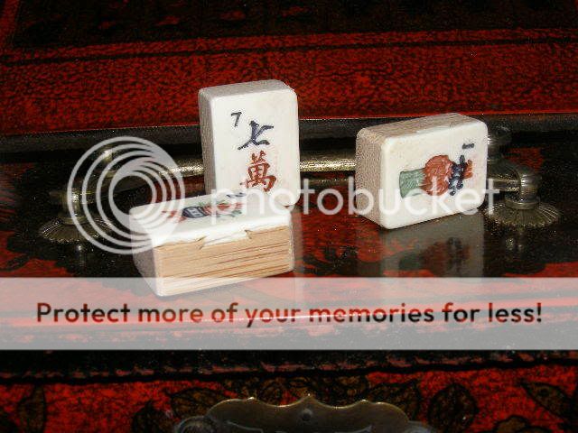 144 Tiles Bamboo& Bone Mahjong with wood Leather box  