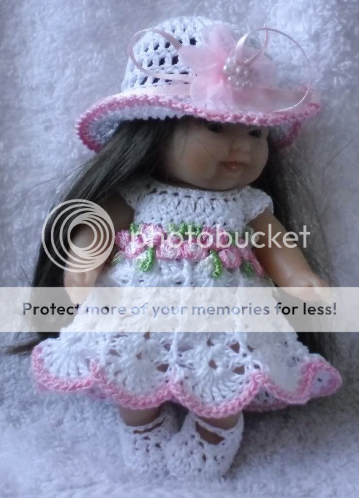 Crocheted Set Clothes for 5 inch Berenguer Doll Itty Bitty OOAK