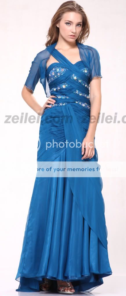 K1002 Teal Chiffon Mother of Bride Dress (With Jacket)  