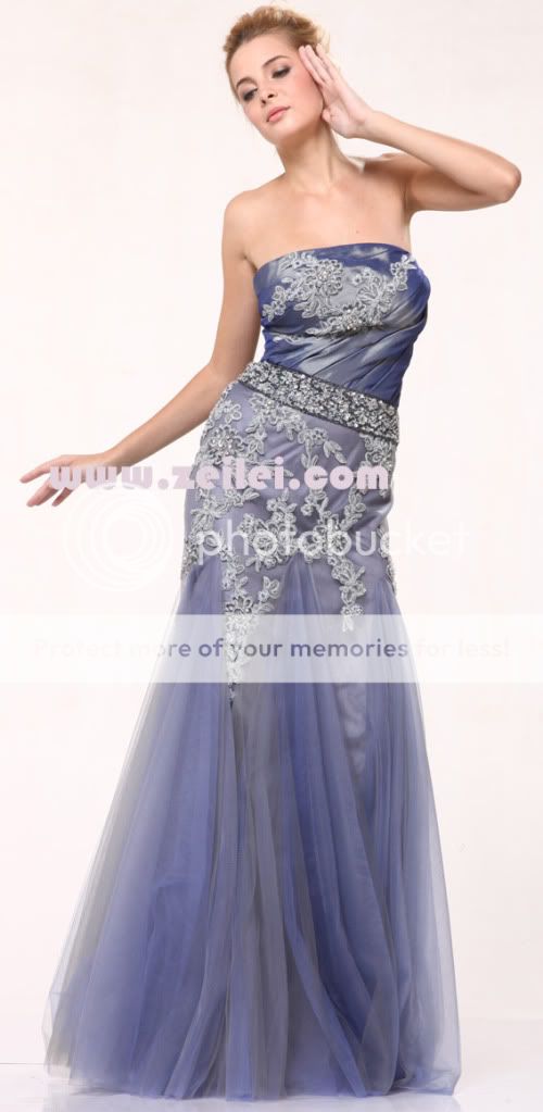 K1005 Strapless Embriodery Occasion Pageant prom Dress  