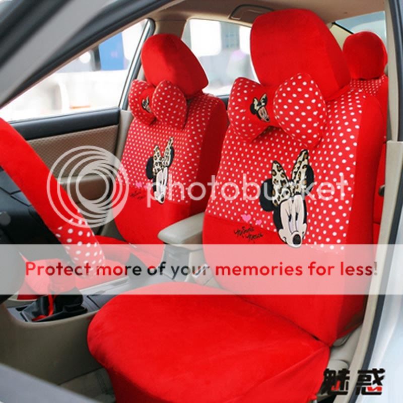 Minnie Mouse Plush Auto Car Front Rear Seat Cover 18pc