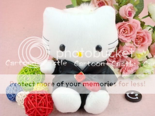 Hello Kitty&Daniel Wedding Plush Dolls White/Black 2pcs  