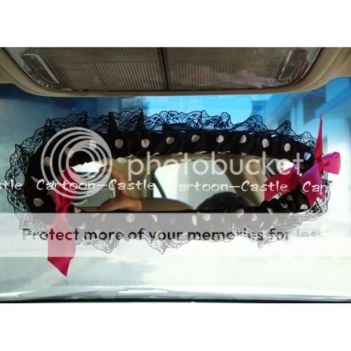 Hello Kitty Plush Car Rearview Mirror Cover Black  