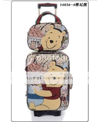 Winnie The Pooh Luggage Bag Baggage Trolley Roller Set  