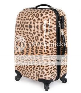 24 Leopard Luggage Case Baggage Trolley Roller  