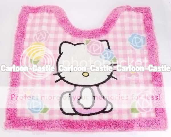 Hello Kitty Bath Mat Rug Toilet Seat Lid Cover Set  