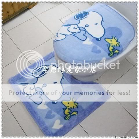 Peanuts Snoopy Bath Rug Mat Toilet Seat Cover 3pc Set 2  