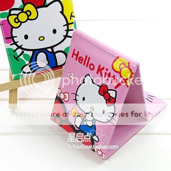 Hello Kitty Cartoon Foldable Mirror w/Plush inside Pink  