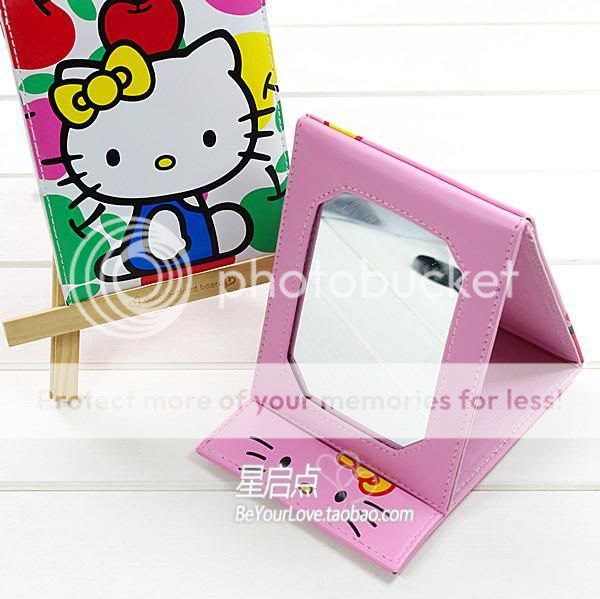 Hello Kitty Cartoon Foldable Mirror w/Plush inside Pink  