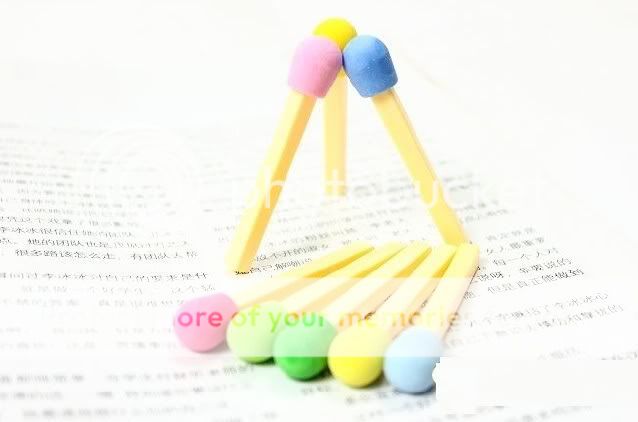 Korean Lovely Creative Match Head Style Eraser Rubber 1box  