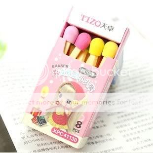 Korean Lovely Creative Match Head Style Eraser Rubber 1box  