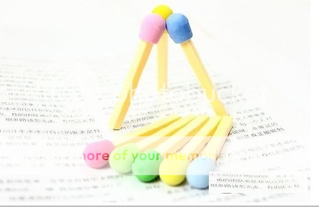 Korean Lovely Creative Match Head Style Eraser Rubber 1box  