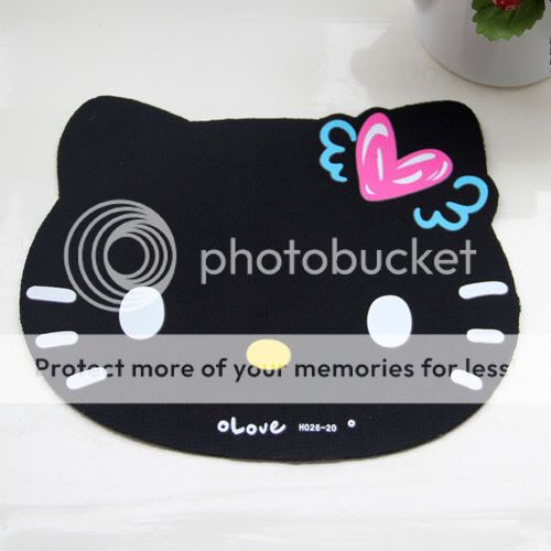 HelloKitty Heart Mouse Pad Mouse Mat Cup Cushion Coaster Black 1pc 