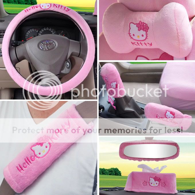 Hello Kitty Auto Car Plush Front Rear Seat Cover 19pcs SKU 