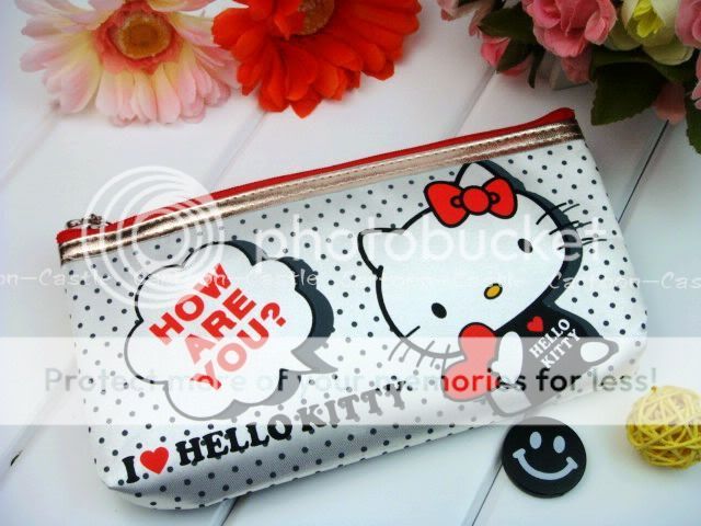 HelloKitty Pencil Make up Cosmetic Bag Case white  