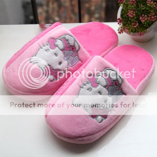 HelloKitty Indoor Plush Slippers Babouches Pantofles Pink  