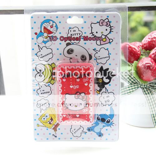 HelloKitty Retractable Optical Laptop PC Mouse USB Red  