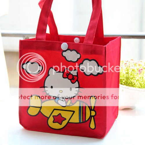 HelloKitty Canvas Lunch Bag Shopper Pouch Holder Red 5  