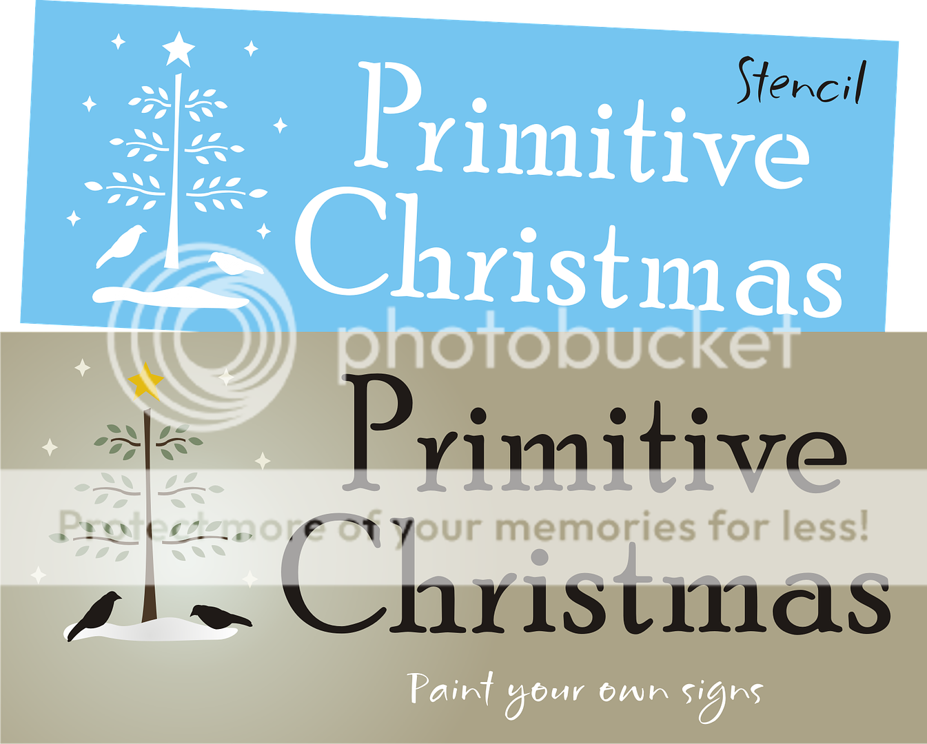 New Stencil #C101 ~ Primitive Christmas with willow feather tree and 