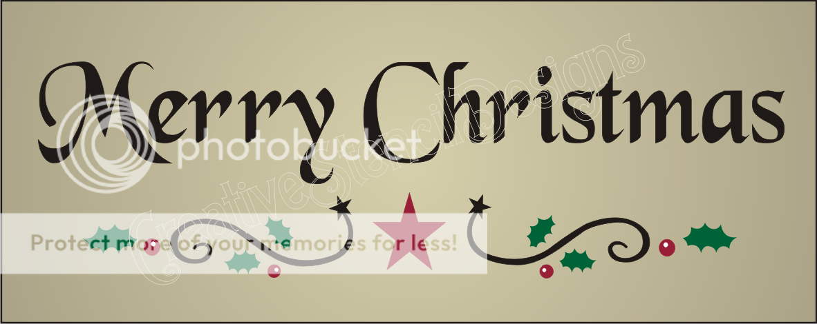 New Stencil #C8B ~ Merry Christmas with fancy Holly Berry and Star 