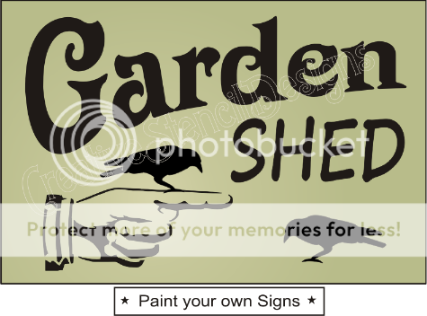 New Stencil #E30 ~ Garden Shed with primitive Crows and vintage 