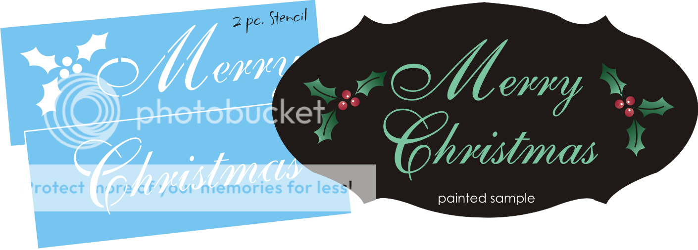 New 2 pc. Stencil #S61 ~ Merry Christmas with Holly Mistletoe berry 