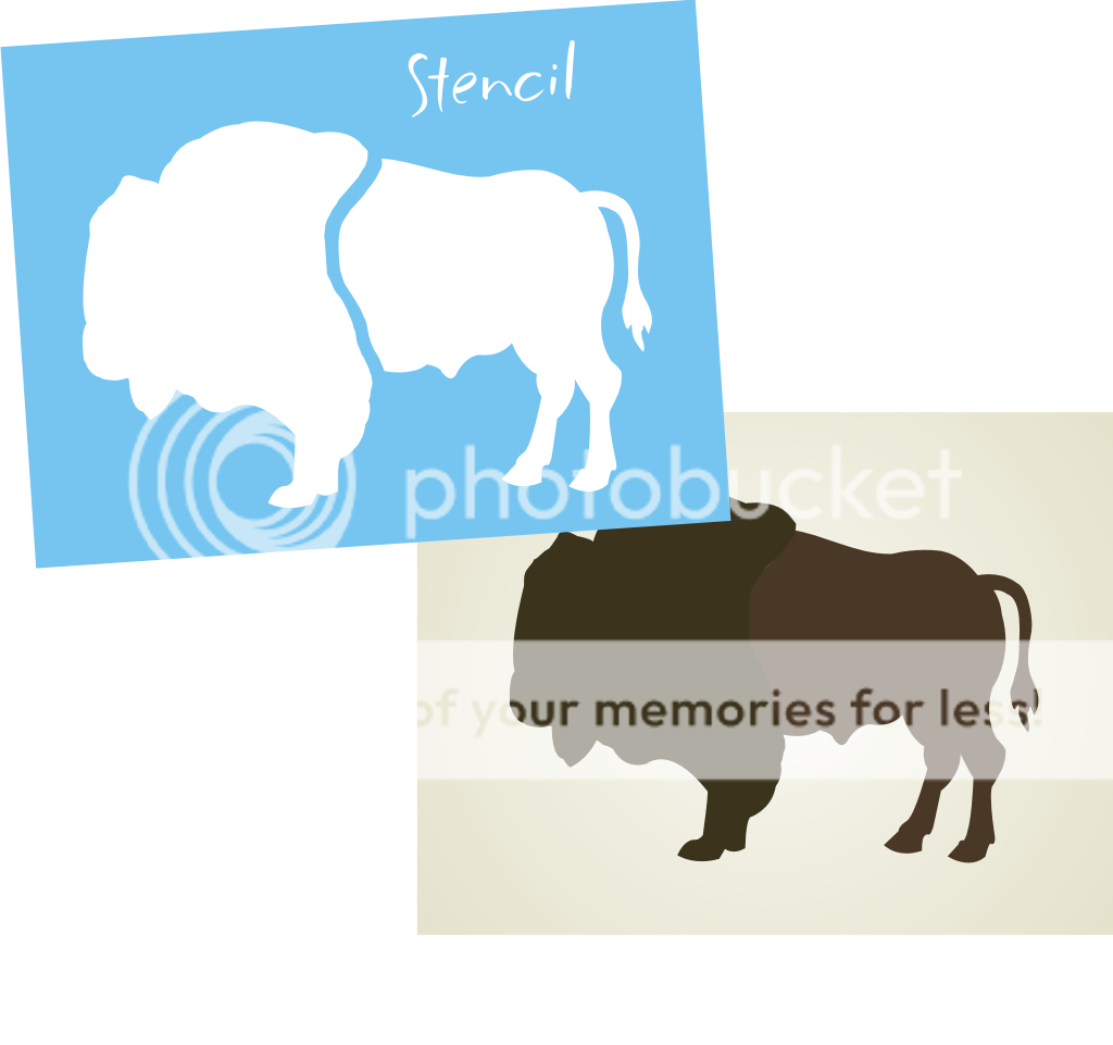 New Lg. Stencil #676~ XL Buffalo or Bison shape   paint your own 