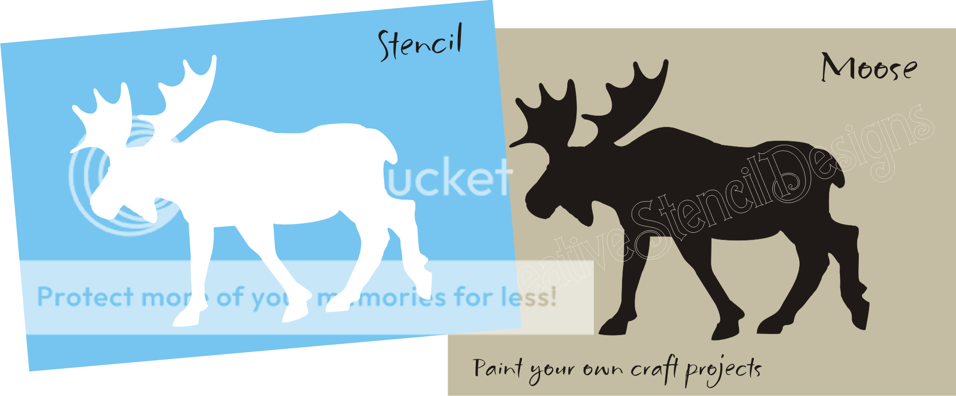 New Stencil #S193 ~ Rustic Mountain Canadian Bull Moose, 4.5 tall 