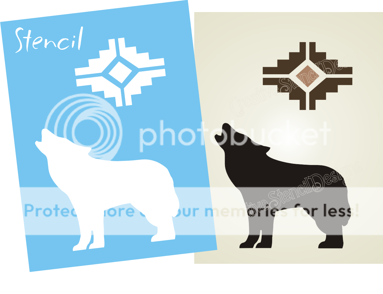 New Stencil #S206~ Howling Wolf Coyote with Southwest motif   paint 