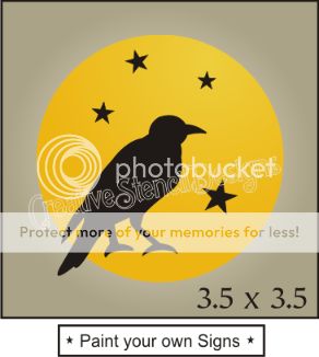 New Stencil Topper #TT95 ~ Harvest Moon with Primitive Crow and stars 