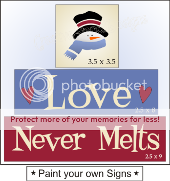 STENCIL Love Never Melts Snowman Primitive Winter signs  