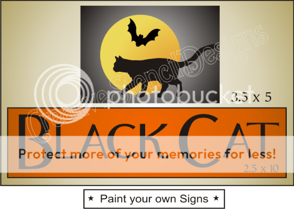 STENCIL Blk Cat Witch Moon Bat Halloween Primitive sign  