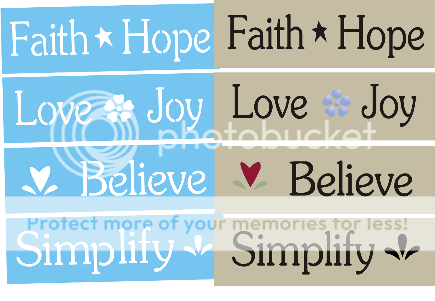 New Stencil #W42 ~ LOT of (4) Stencils, Faith Hope Love Joy Believe 