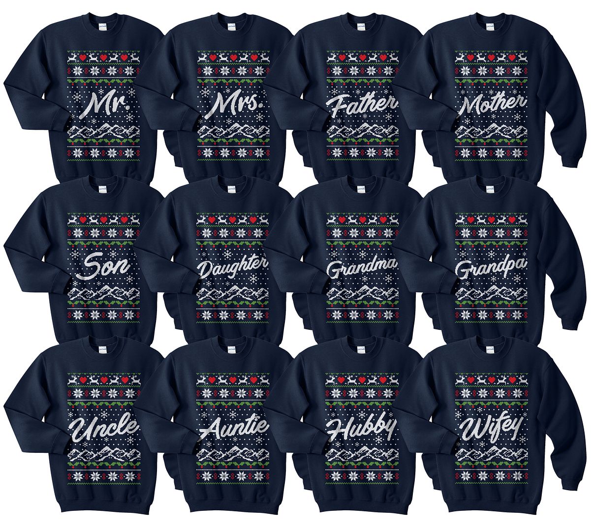 Family Ugly Christmas Sweater Jumpers Set Funny Matching Father