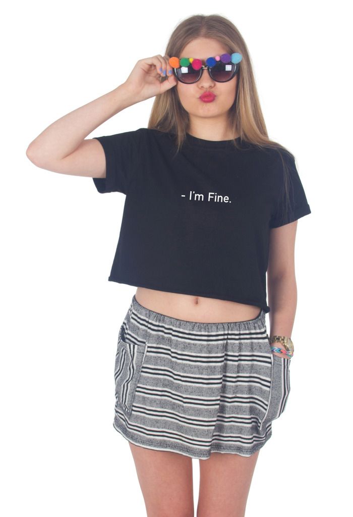 I M Fine Crop Top Fashion Cute Tumblr Grunge Emo Slogan Ebay