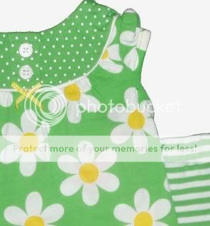 short are green white stripes appliqued daisy on left side