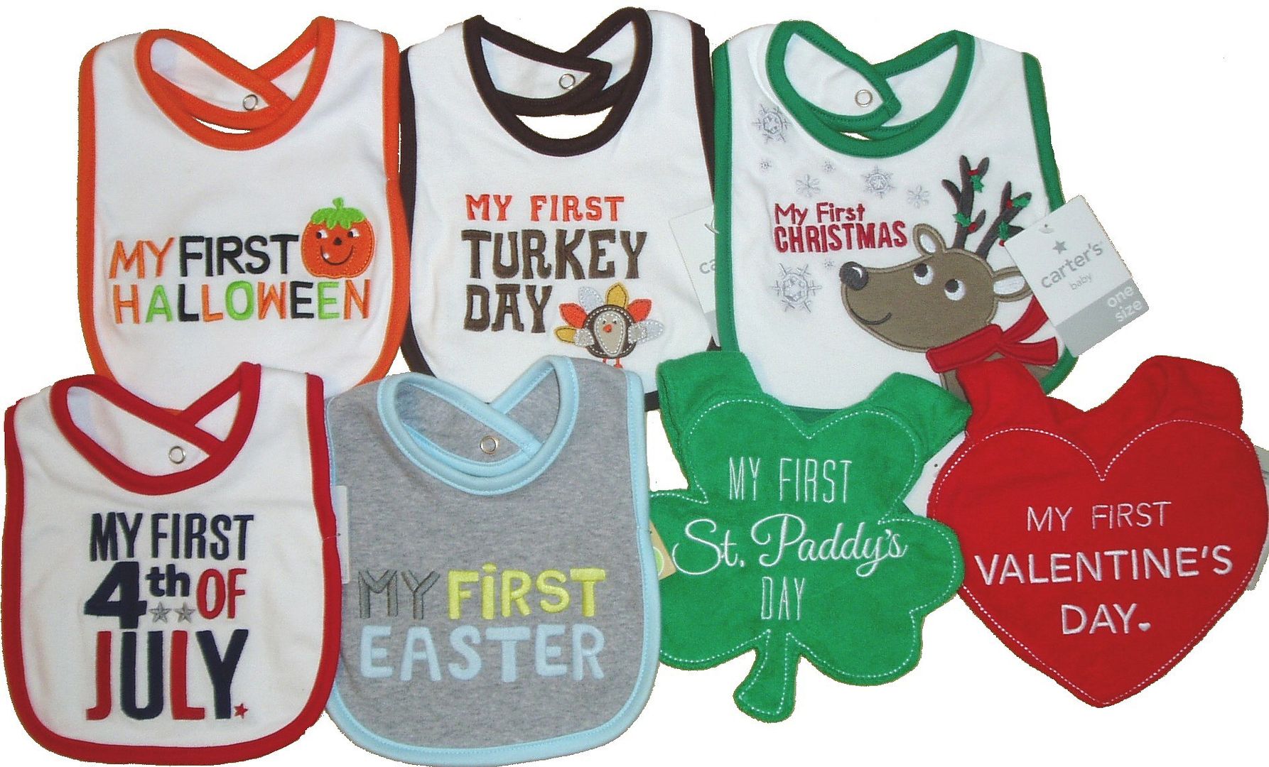 Carter/'s Baby Bib /"My First Christmas/" One Size NWT