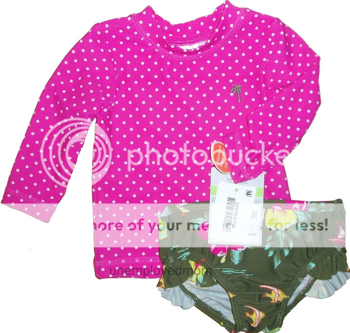  photo 1 Swimsuit Carters Pink Polka Dot Rashguard set 1.jpg