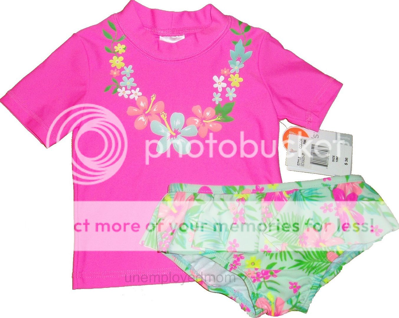  photo 1 Swimsuit Carters Pink Floral Lei Rashguard set 1.jpg