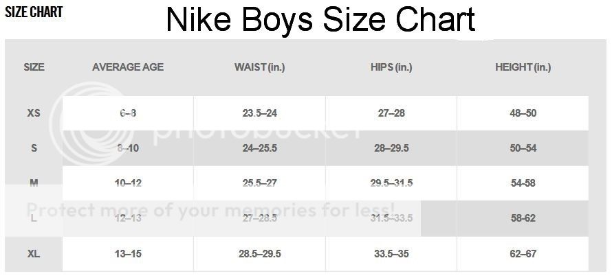 Nike Swim Shorts Size Chart