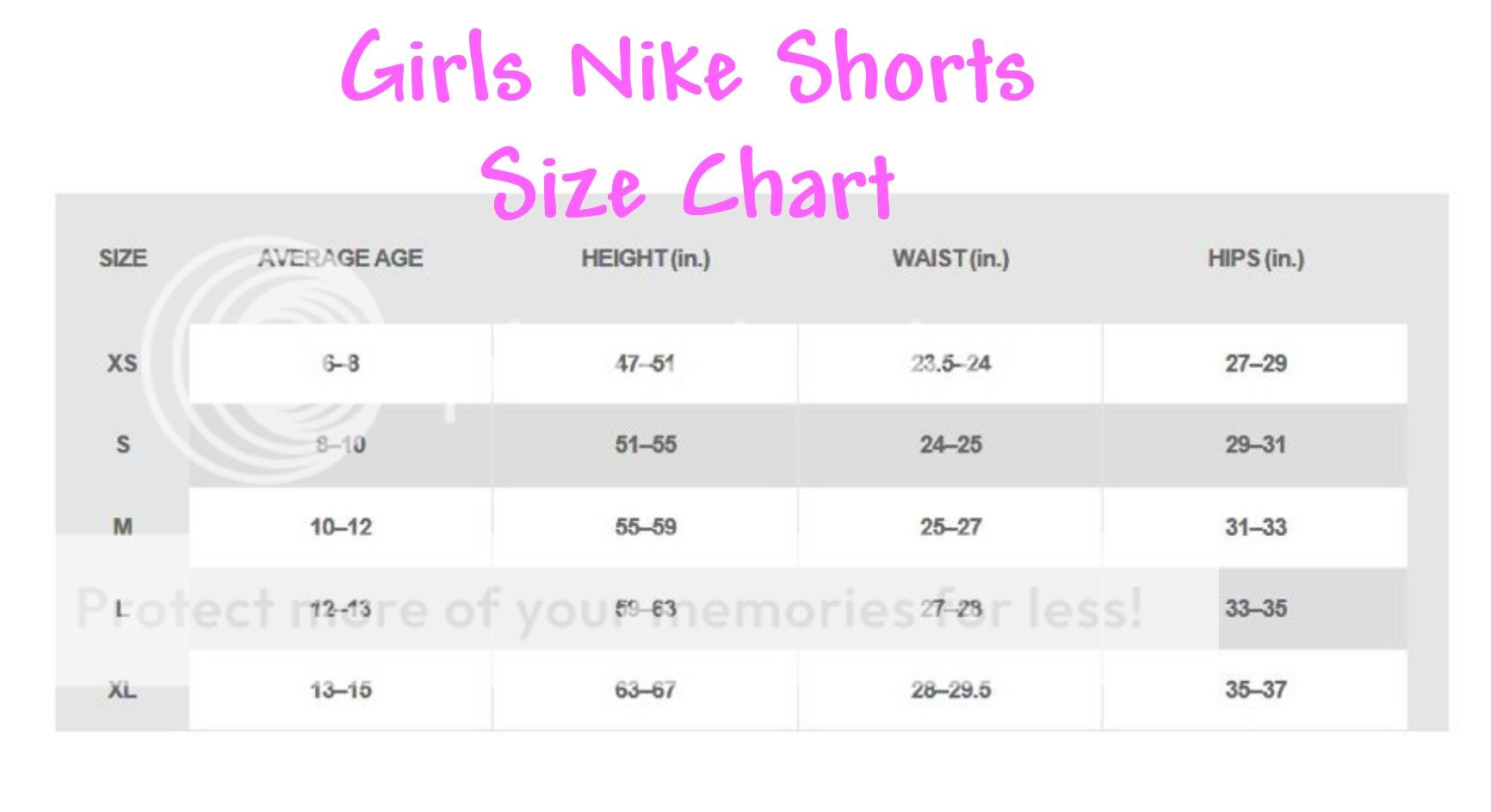 Youth Large Shorts Size Chart
